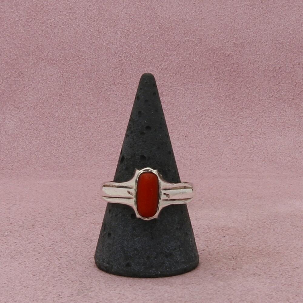 sterling silver vintage artisan crafted coral ring size 11